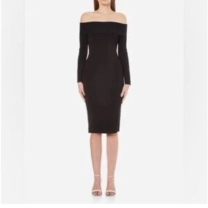 T by ALEXANDER WANG Black Stretch Fitted Off The Shoulder Dress Size Small